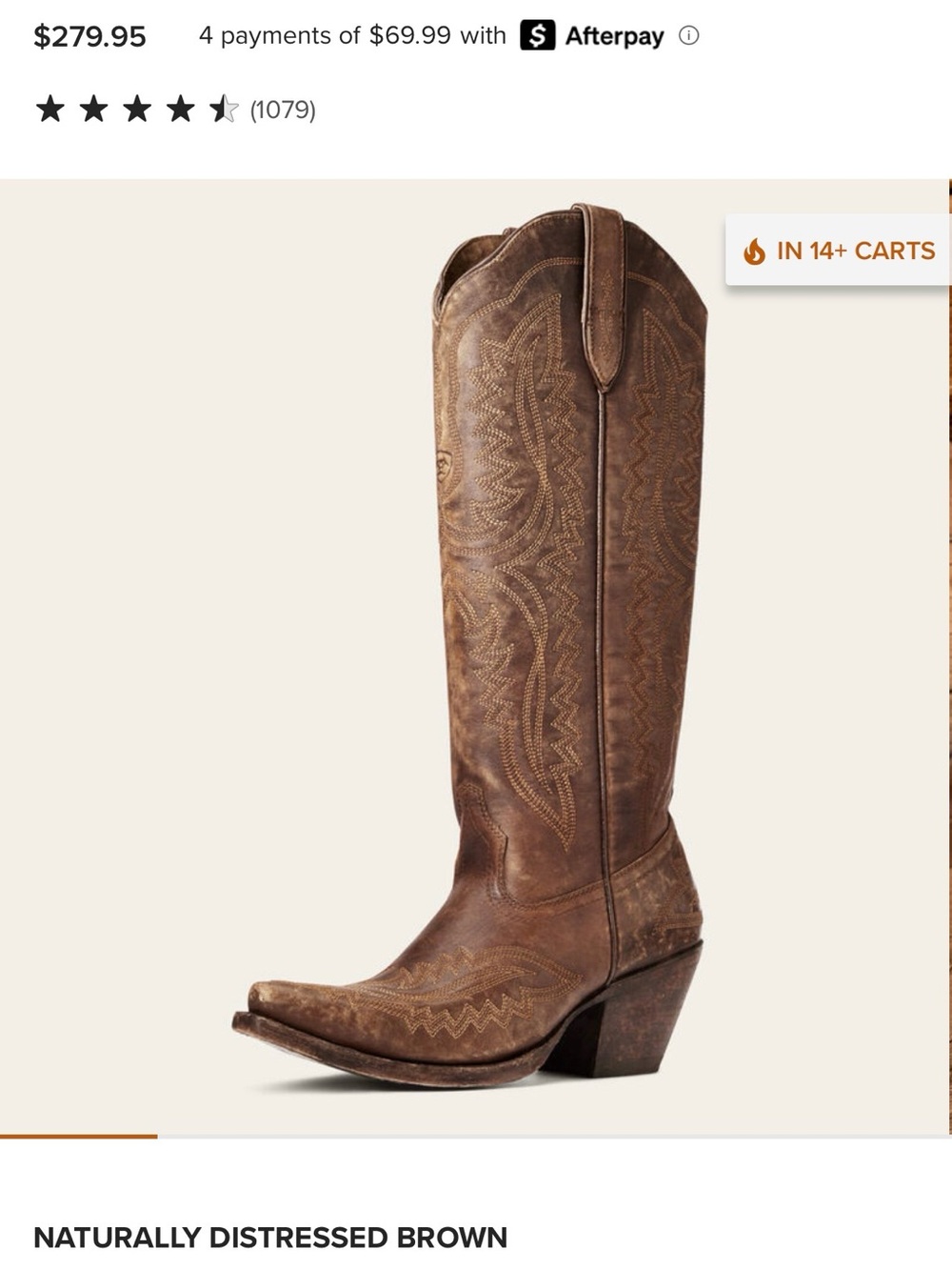 Ariat Brown Embroidered Leather Western Heeled Boots